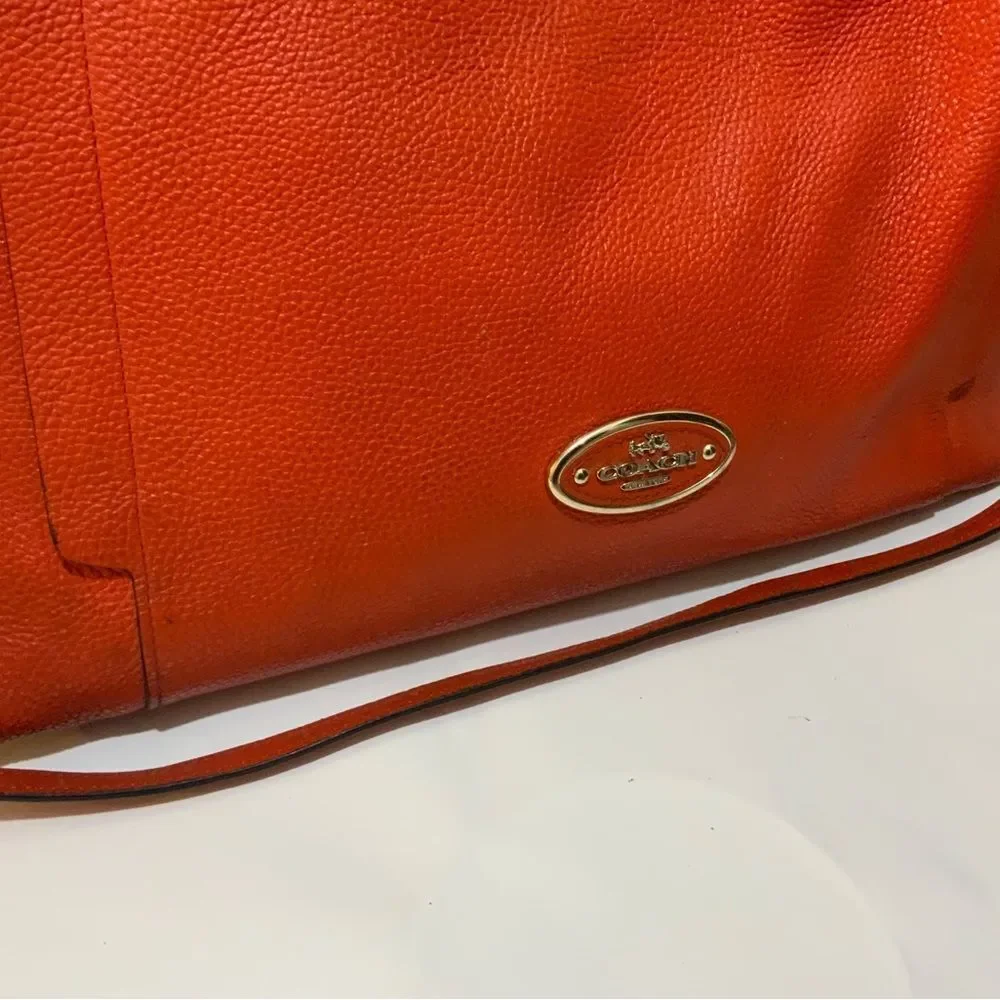 COACH Light Coral Leather  Hobo Bag Adjustable Strap Crossbody Front Zip Pockets